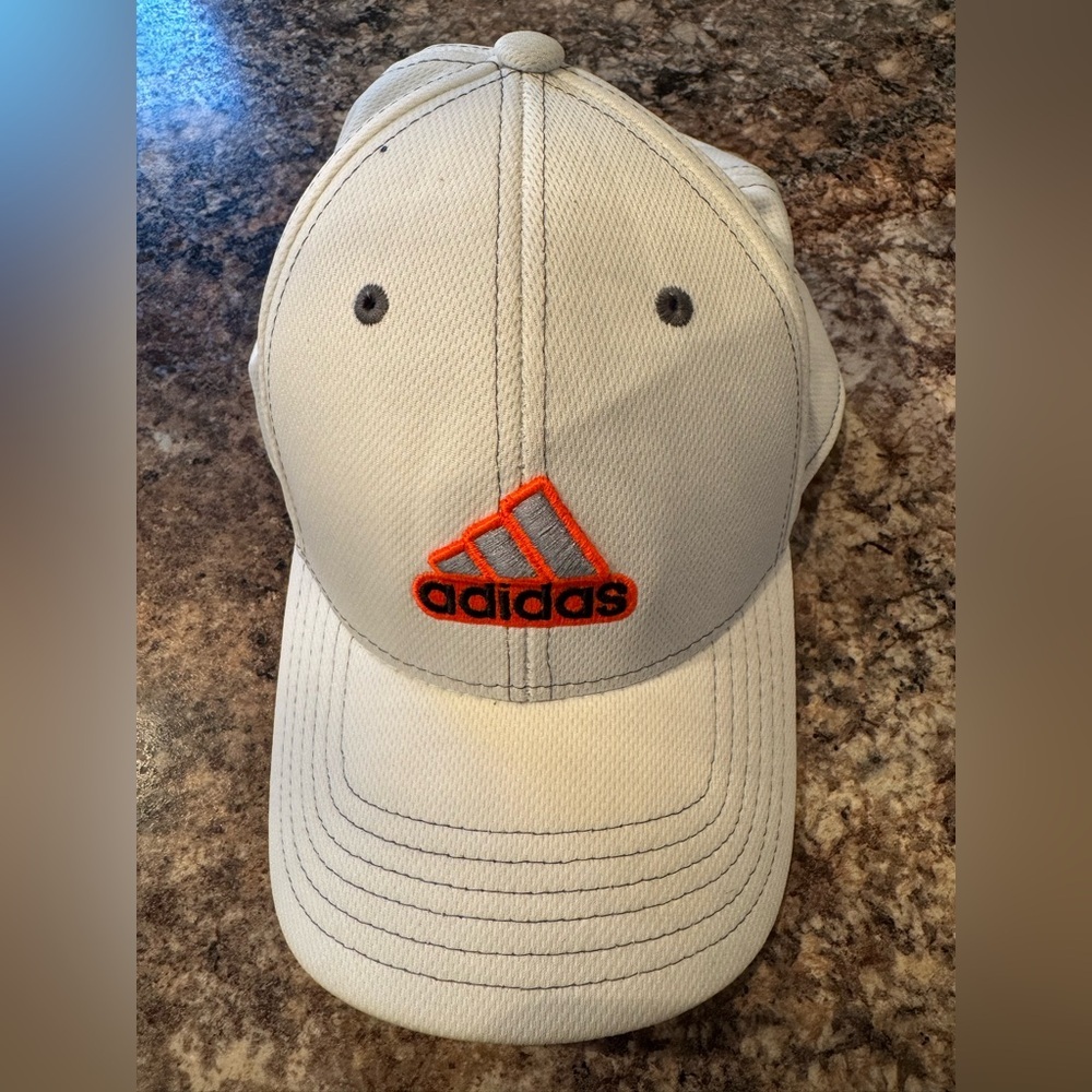 Adidas White Cap with Orange Logo